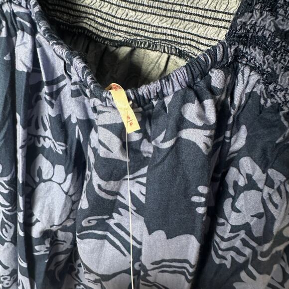 NWOT Free People Delilah blue floral puff smocked backless Mini Dress size S - Picture 6 of 6